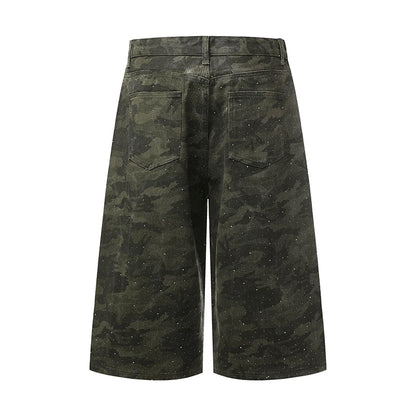 Rhinestone Camo Baggy Long Jorts