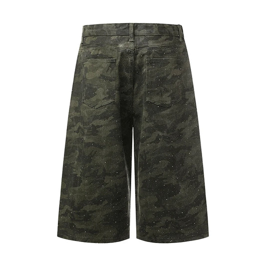 Rhinestone Camo Baggy Long Jorts