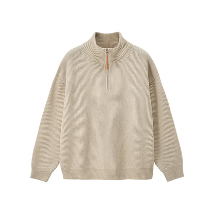 Quarter Zip Ribbed Turtleneck Sweater