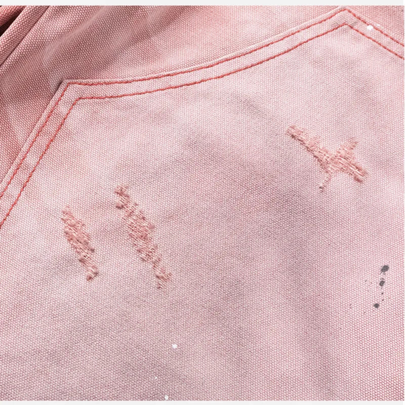 Pink Distressed Double Knee Baggy Jeans