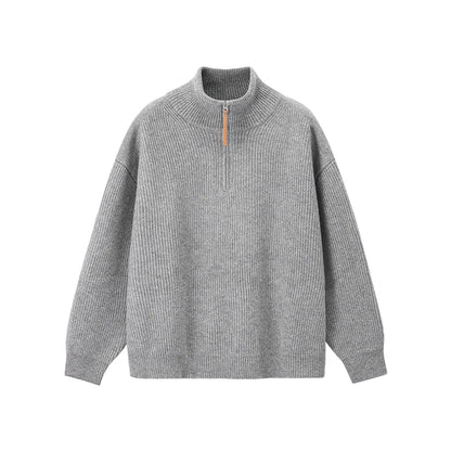Quarter Zip Ribbed Turtleneck Sweater