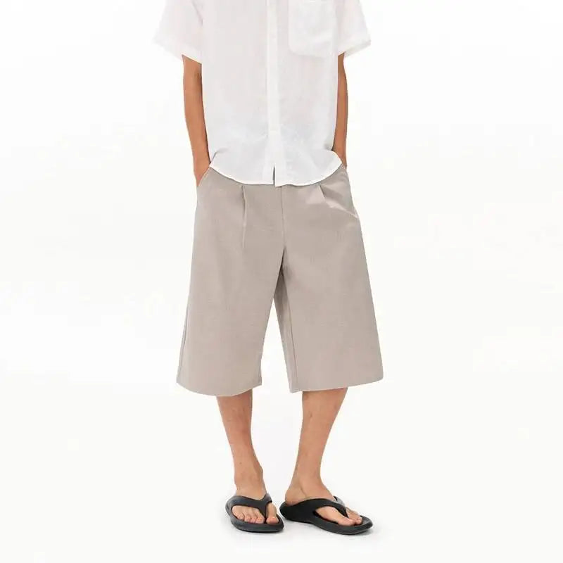 Pleated Long Suit Shorts