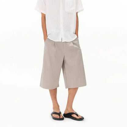 Pleated Long Suit Shorts