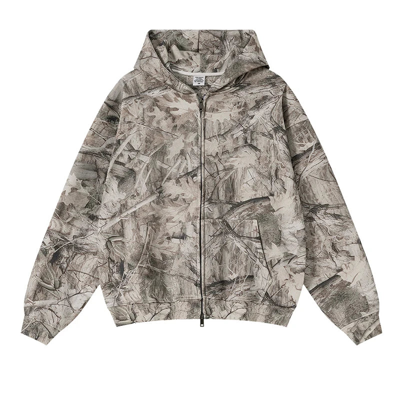 Light Camo Double Zip Up Hoodie
