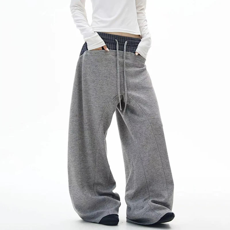 Plaid To Gray Baggy Sweatpants