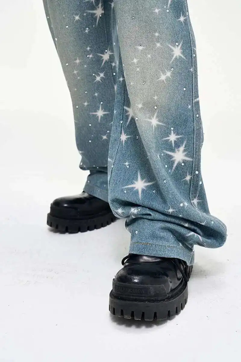 Star & Rhinestone Baggy Jeans
