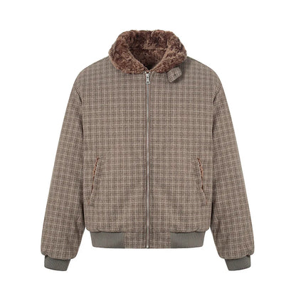 Plaid Jacket w/ Fur-Lined Collar