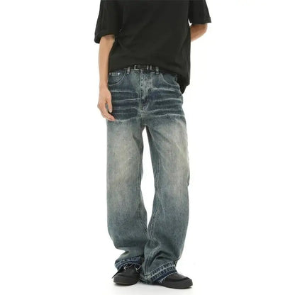 Deep Blue Whiskered Boot Cut Denim