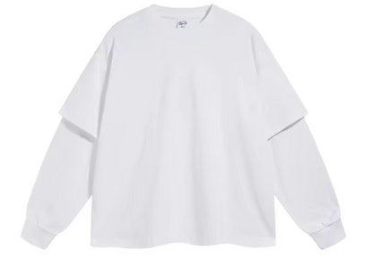 White Double Layered Long Sleeve Shirt - Kore Clothing