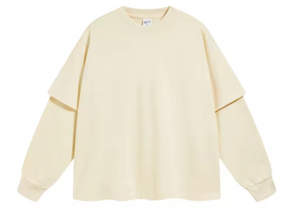 Cream Double Layered Long Sleeve Shirt - Kore Clothing