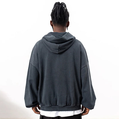 Gray Ripped Pocket Hoodie