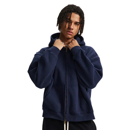 Boxy Double Zip Up Hoodie