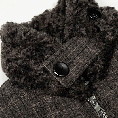 Plaid Jacket w/ Fur-Lined Collar