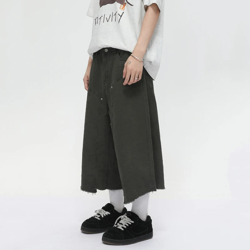 Raw Edge Double Knee Baggy Long Jorts