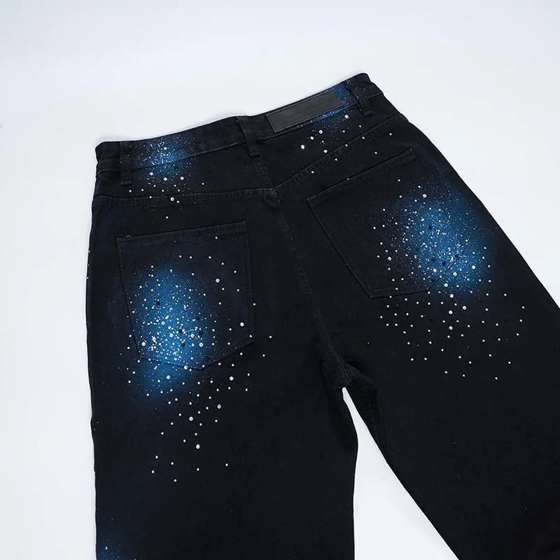 Spray Painted Black Baggy Jeans