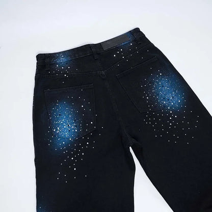 Spray Painted Black Baggy Jeans