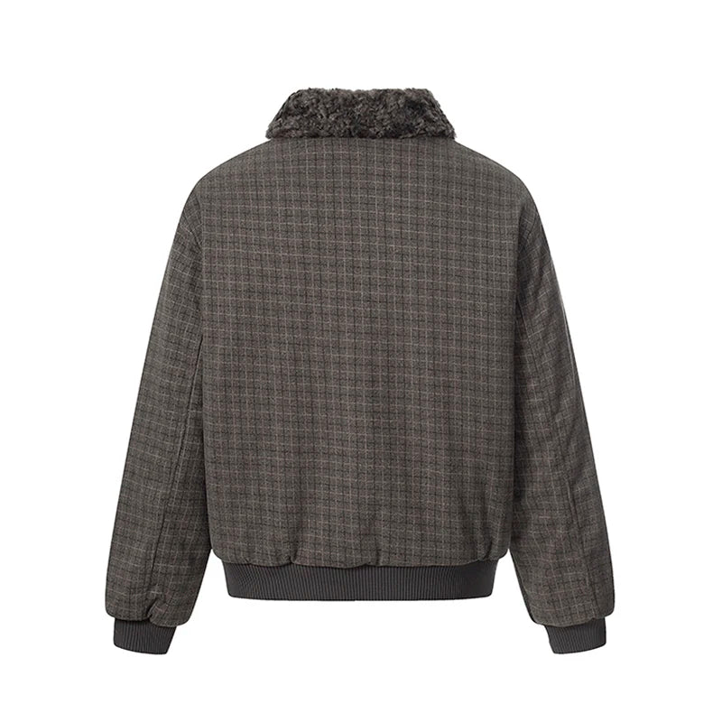 Plaid Jacket w/ Fur-Lined Collar