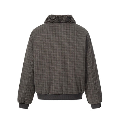 Plaid Jacket w/ Fur-Lined Collar