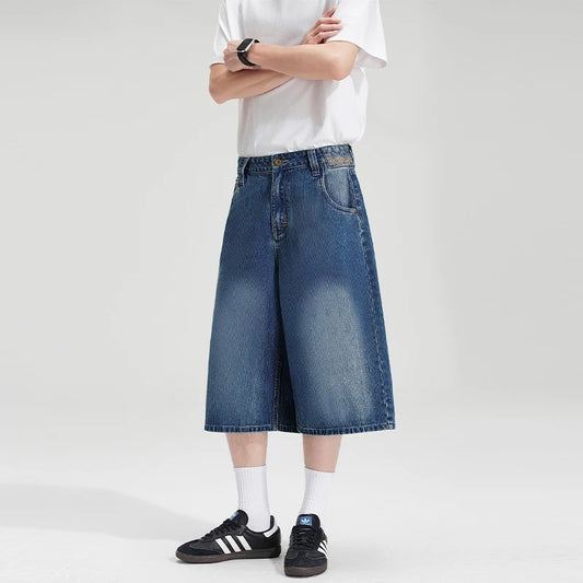 Classic Blue Faded Baggy Long Jorts