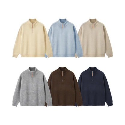 Quarter Zip Ribbed Turtleneck Sweater