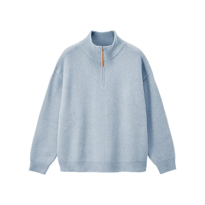 Quarter Zip Ribbed Turtleneck Sweater