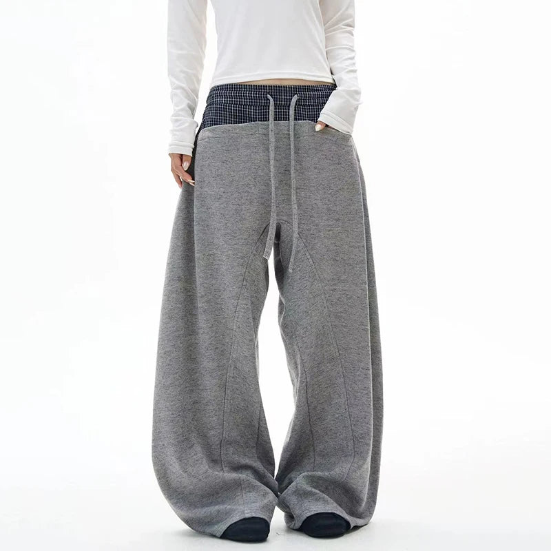 Plaid To Gray Baggy Sweatpants
