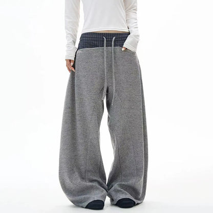 Plaid To Gray Baggy Sweatpants