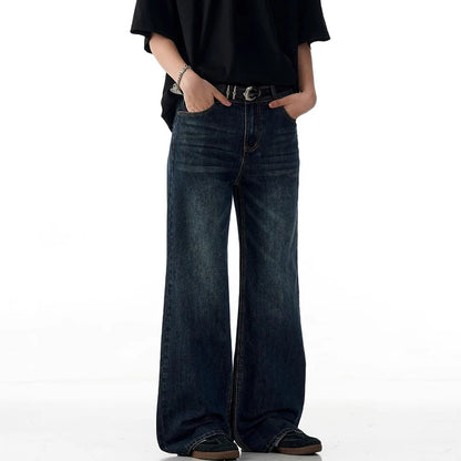 Dark Indigo Rinse Wash Baggy Jeans