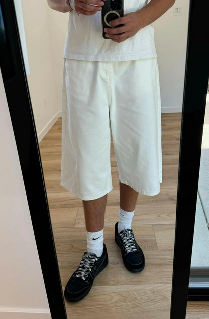 White Baggy Long Jorts Kore Clothing
