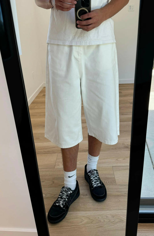 White Baggy Long Jorts Kore Clothing