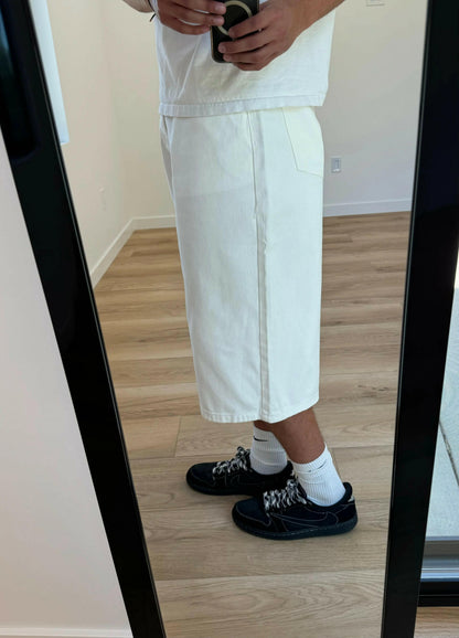 White Baggy Long Jorts Kore Clothing