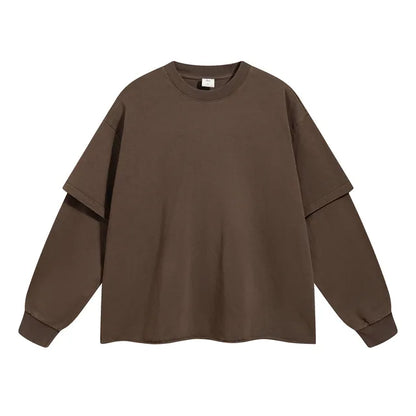 Brown Double Layered Long Sleeve Shirt - Kore Clothing
