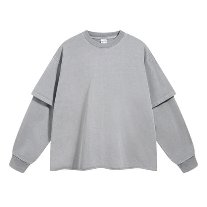 Heather Gray Double Layered Long Sleeve Shirt - Kore Clothing